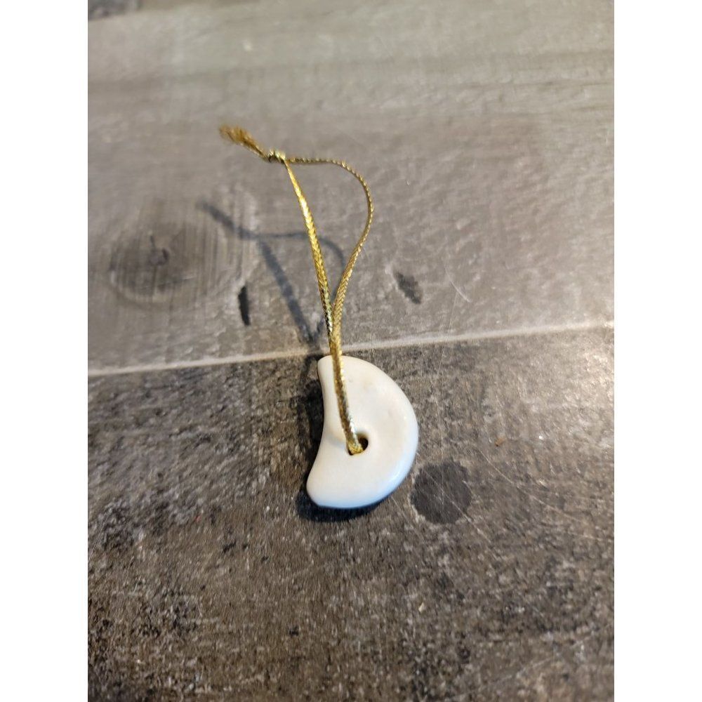 Moon crest half ceramic white mini ornament xmas